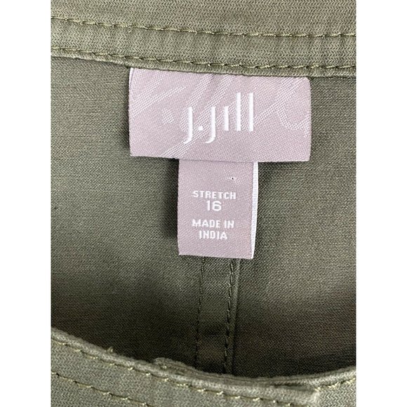 J Jill Womens Jacket Size 16 Green Utility Military Buttons Button Scoop Neck - Picture 8 of 11